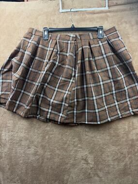 Hot Topic Brown Plaid Pleated Mini Skirt - Dark Academia Grunge Y2K 3X